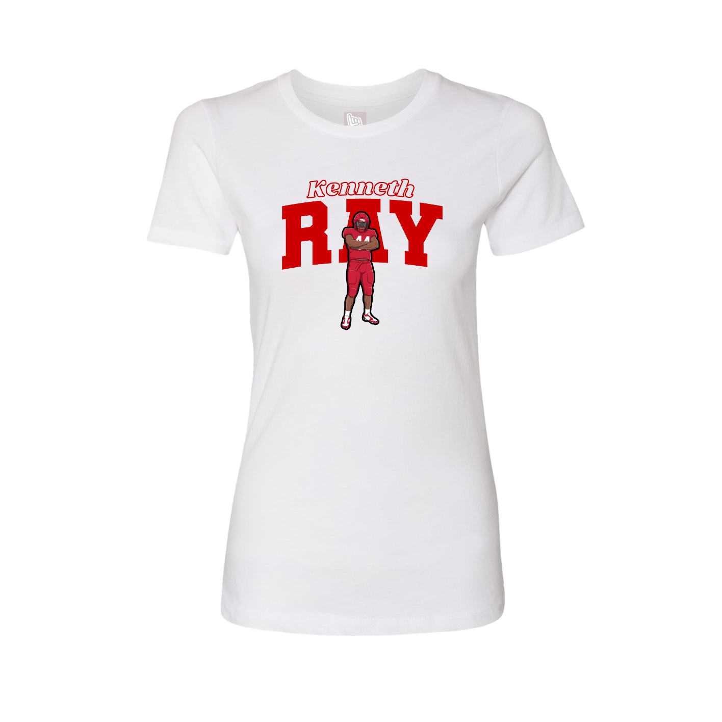 Fitted Women's Tee — Name Arch in White