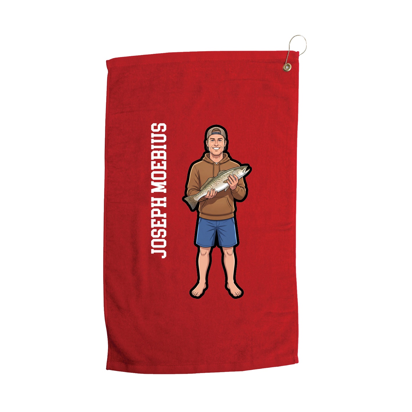 Golf Towel — Name Vertical in Red