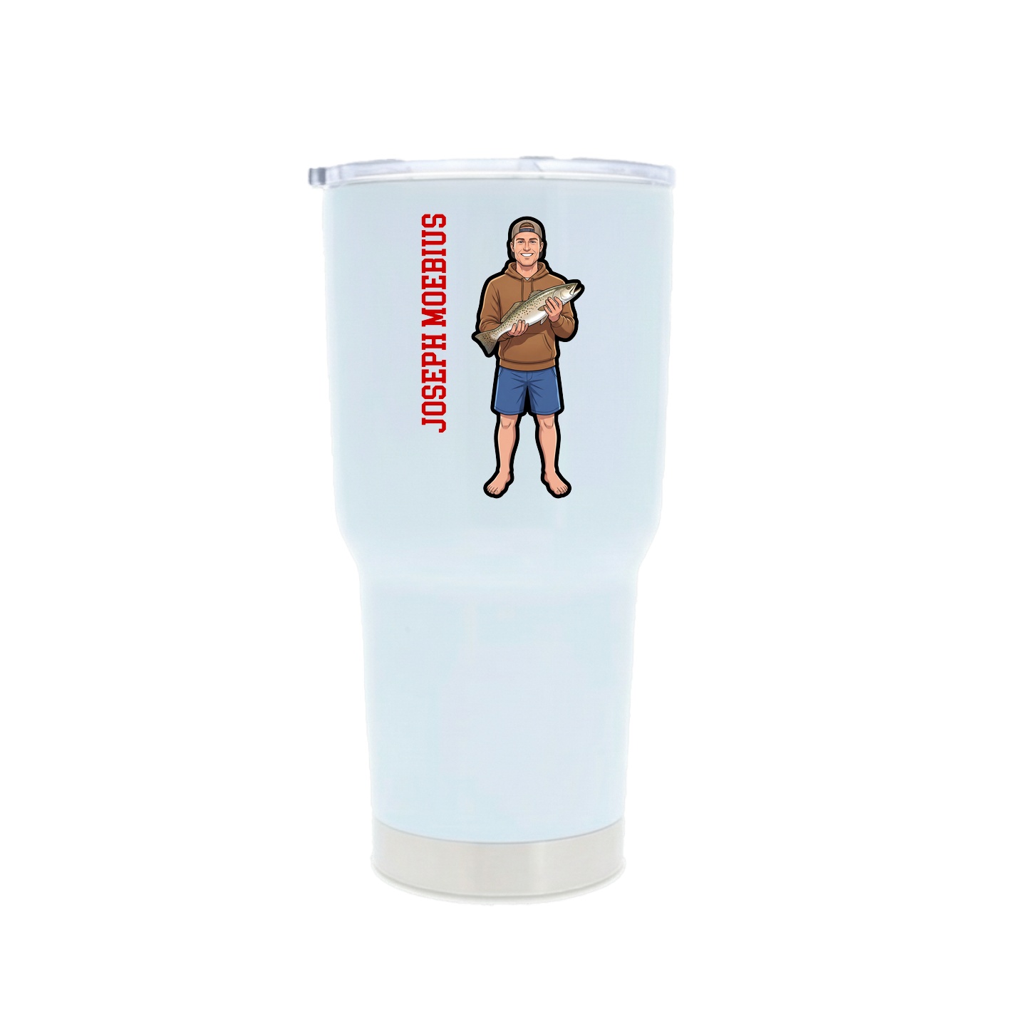 30oz Stainless Steel Tumbler — Name Vertical in White
