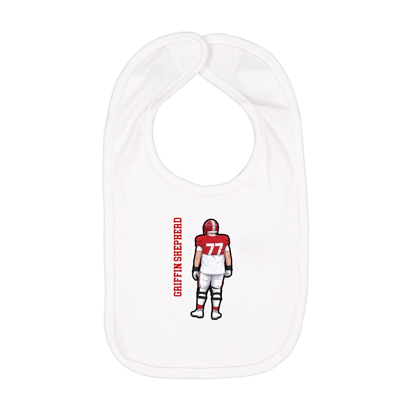 Infant Bib — Name Vertical in White