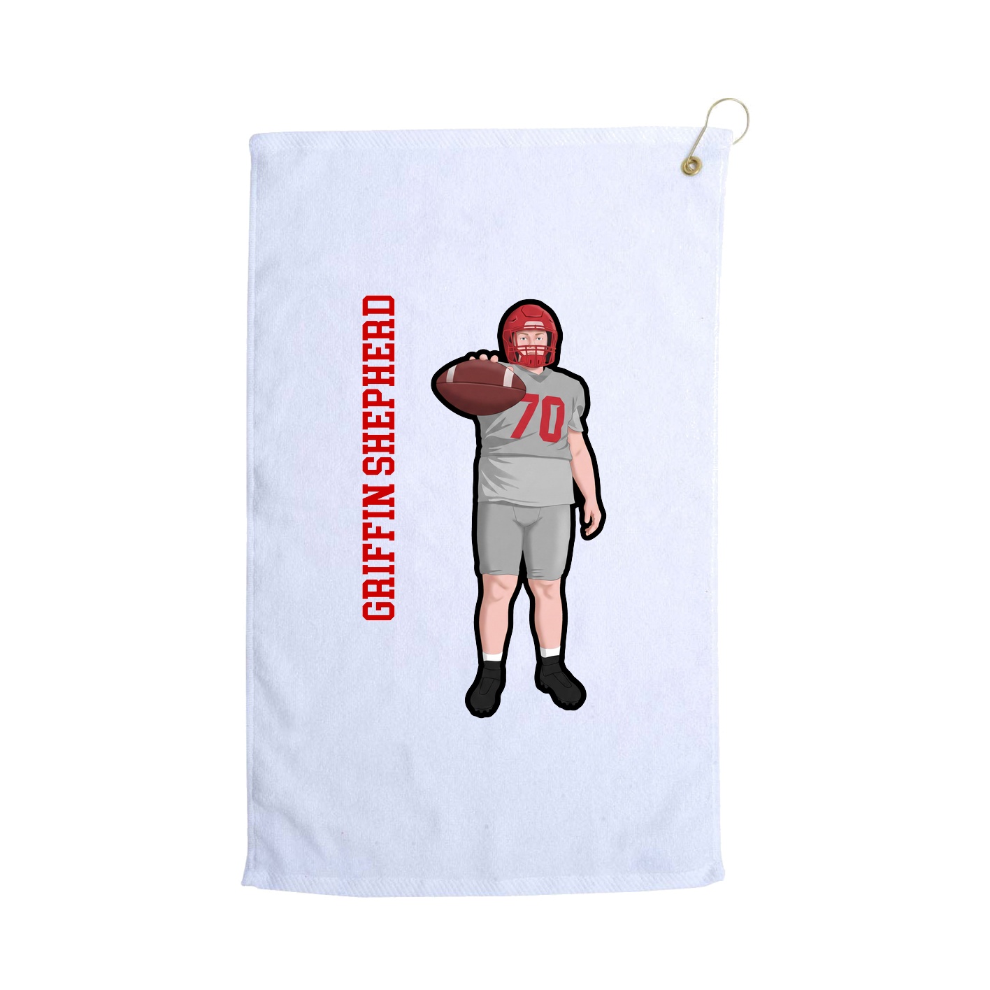 Golf Towel — Name Vertical in White