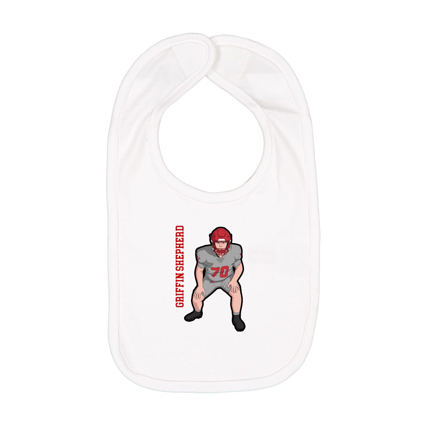 Infant Bib — Name Vertical in White