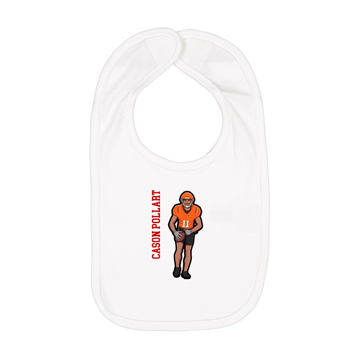 Infant Bib — Name Vertical in White