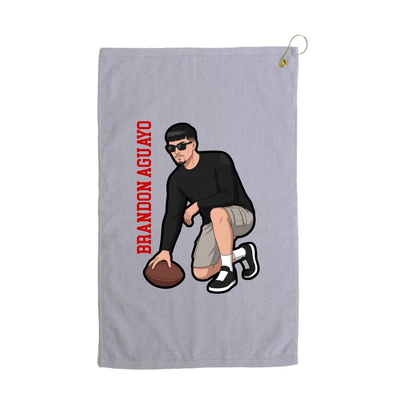 Golf Towel — Name Vertical in Grey