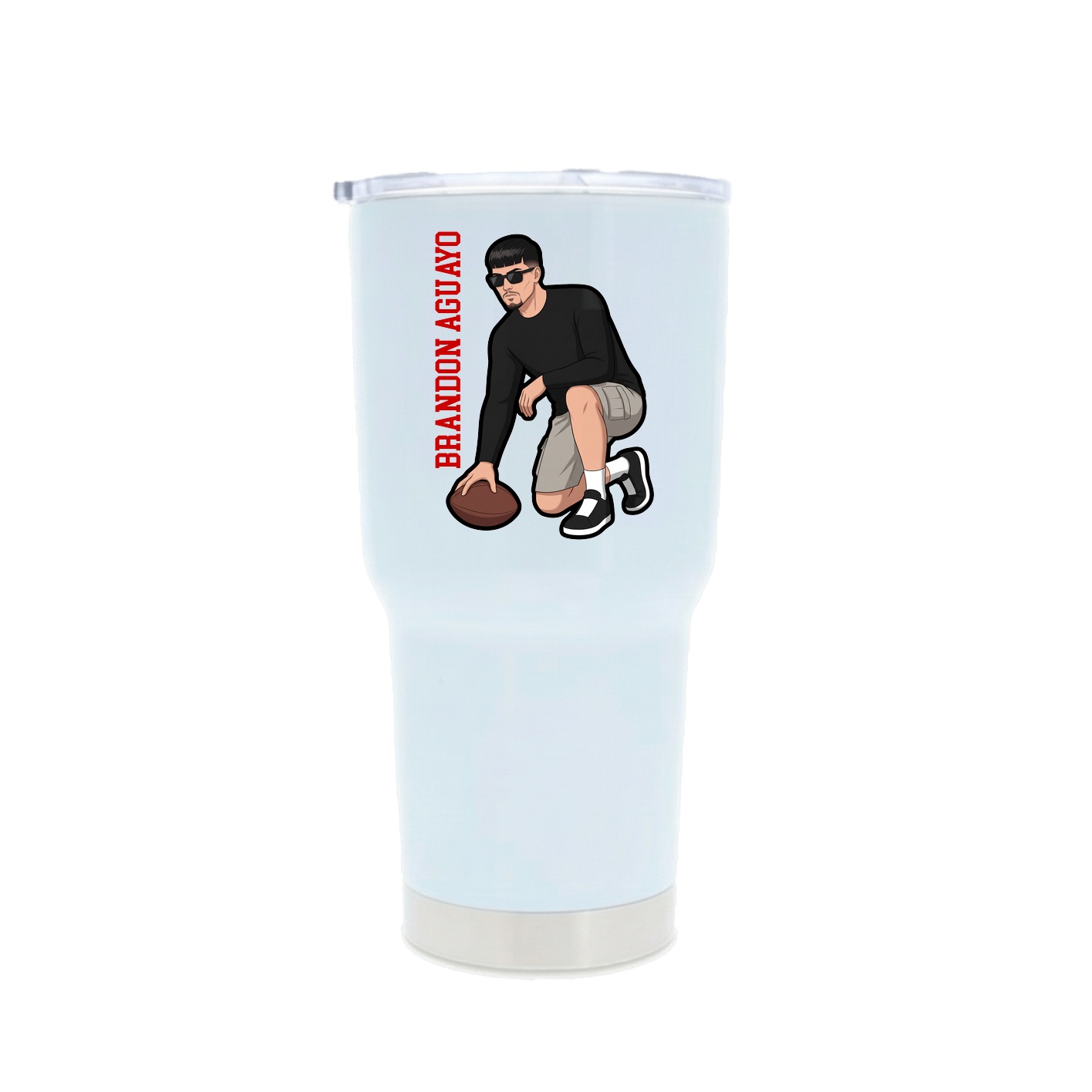 30oz Stainless Steel Tumbler — Name Vertical in White