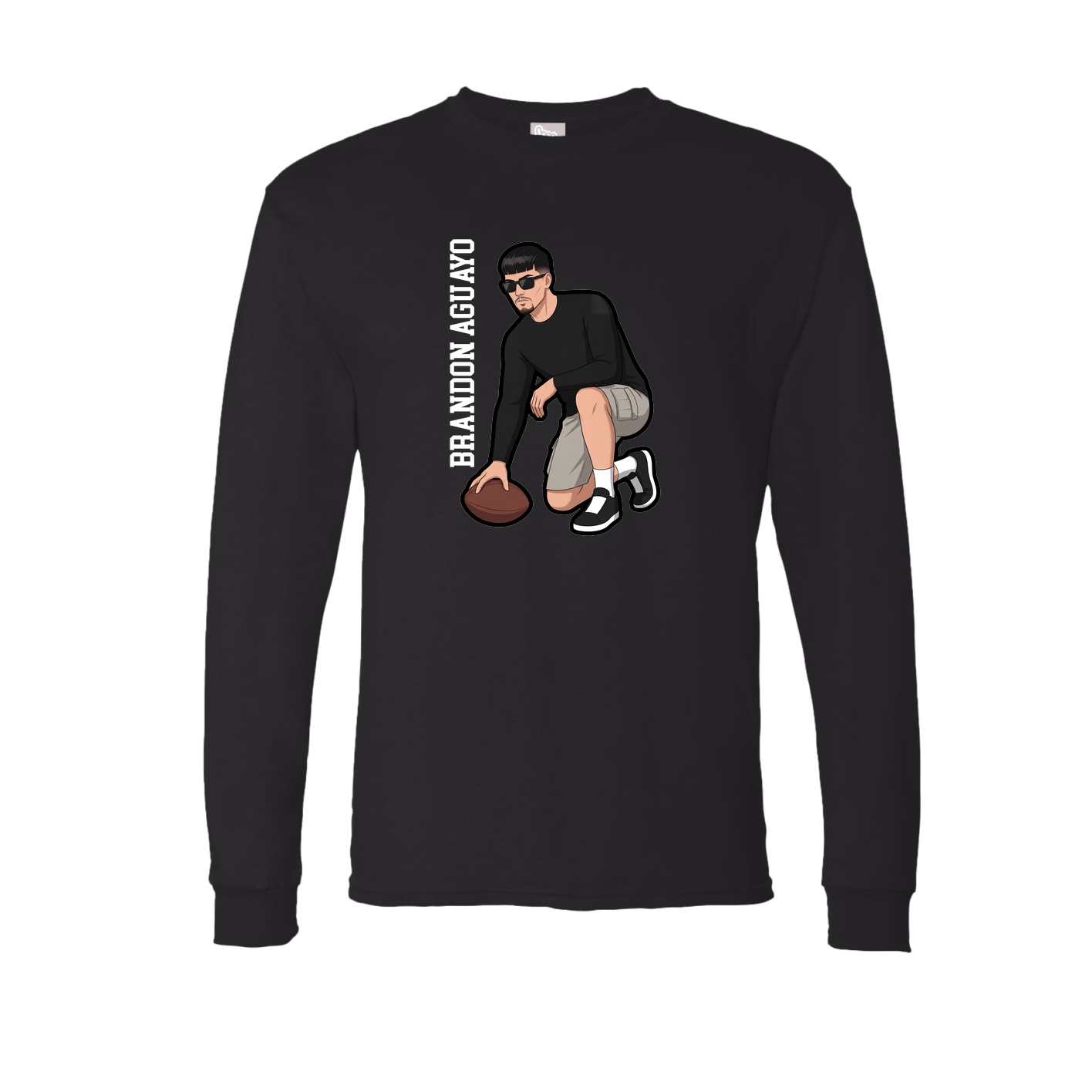 Long Sleeve Tee — Name Vertical in Black