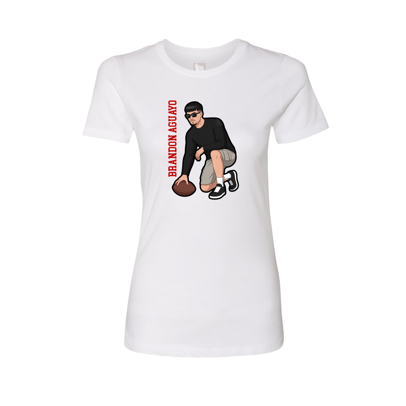 Fitted Women's Tee — Name Vertical in White