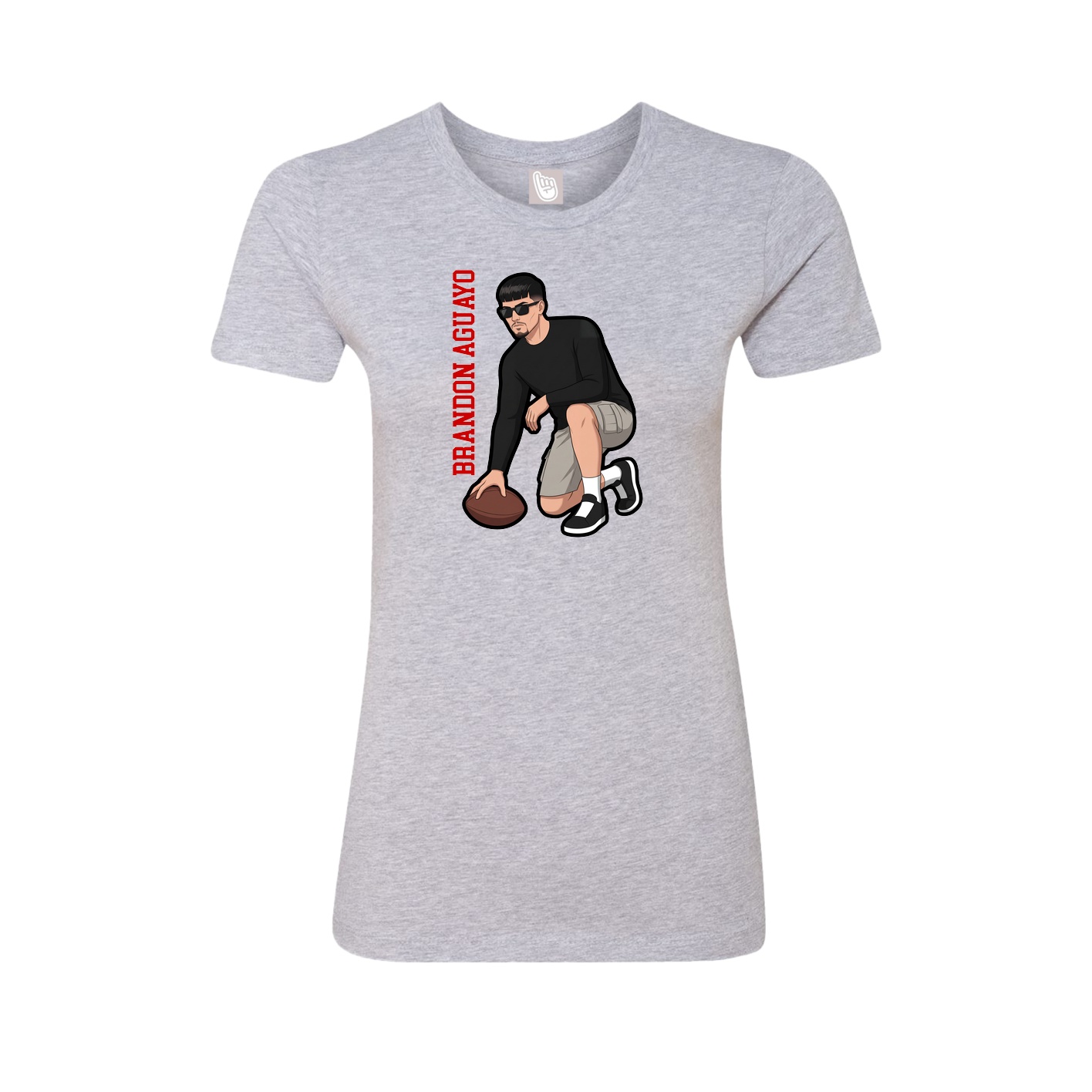 Fitted Women's Tee — Name Vertical in Grey