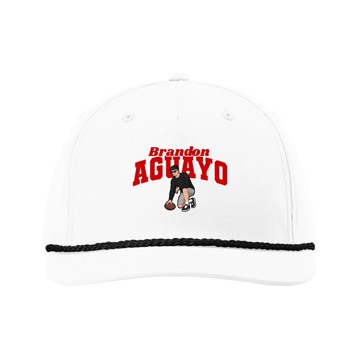 Five-Panel Classic Rope Cap — Signature Arch in White