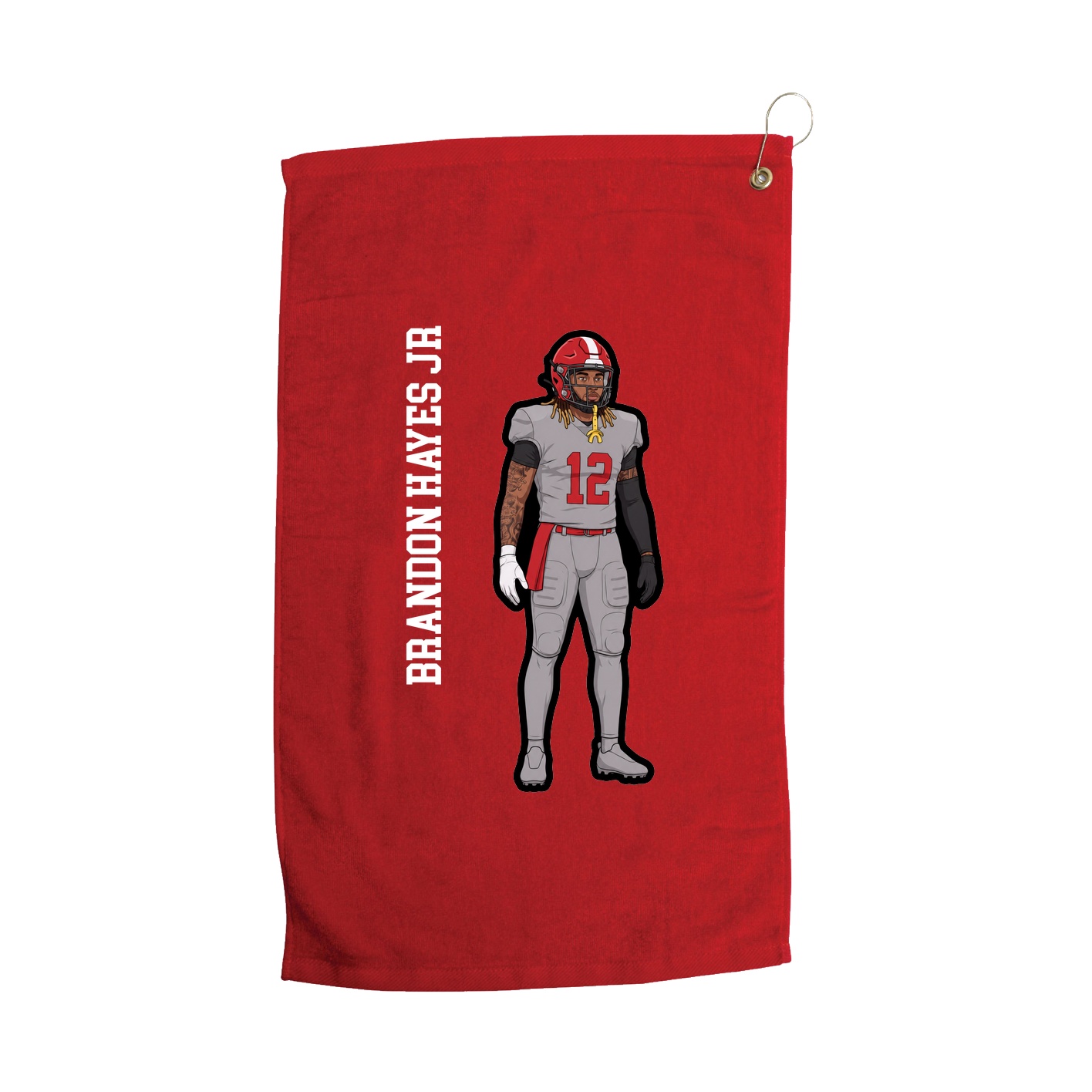 Golf Towel — Name Vertical in Red