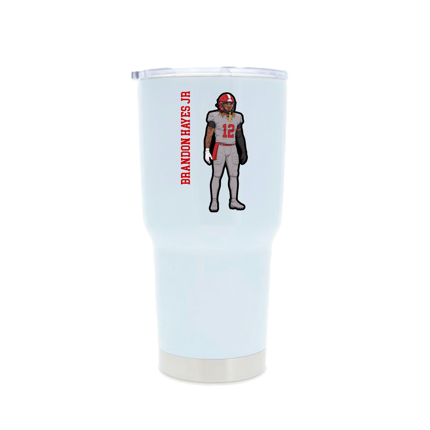 30oz Stainless Steel Tumbler — Name Vertical in White