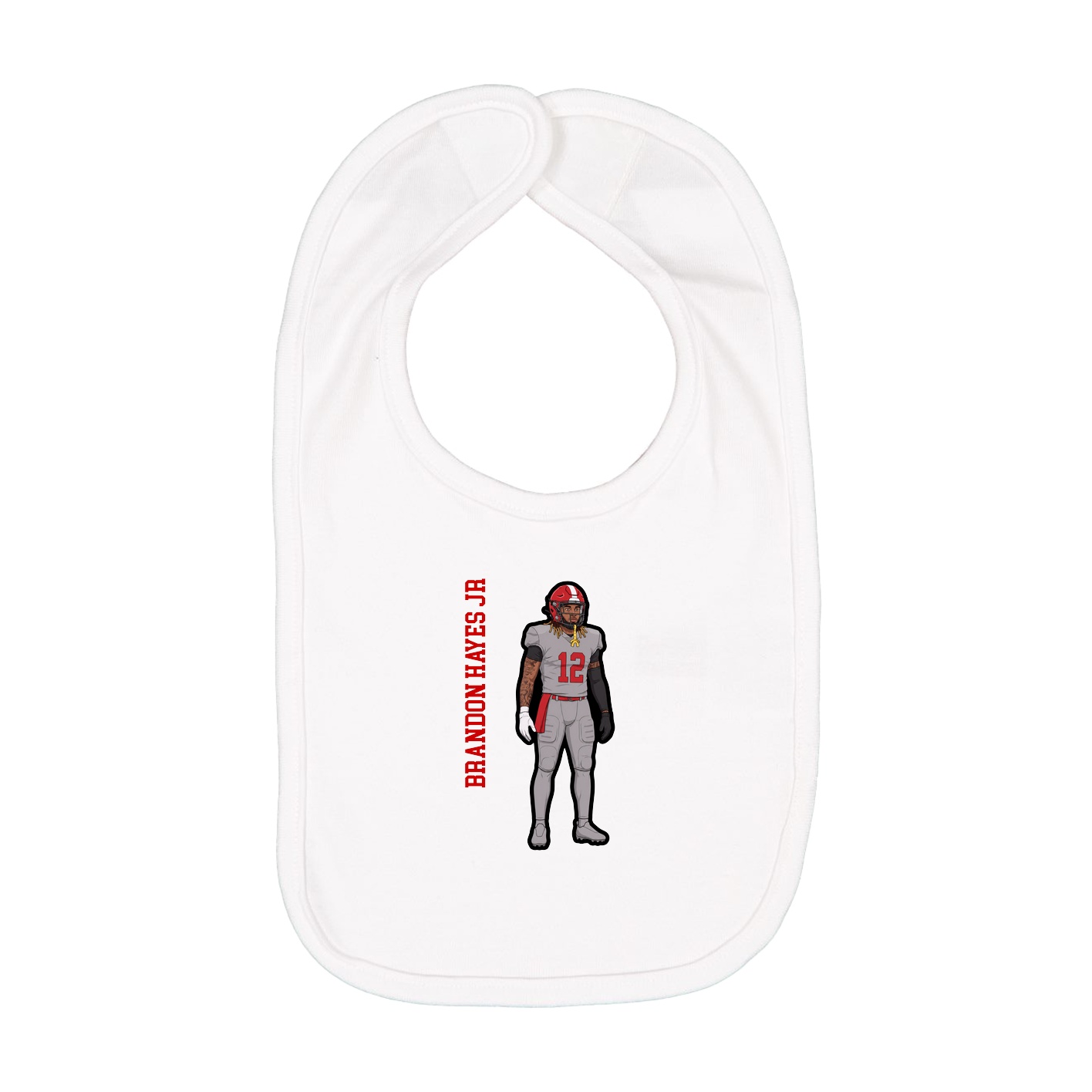 Infant Bib — Name Vertical in White