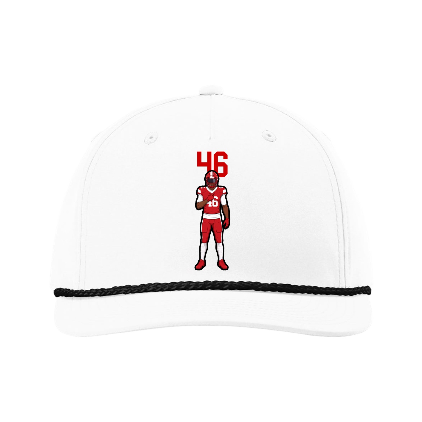 Five-Panel Classic Rope Cap — Number Top in White