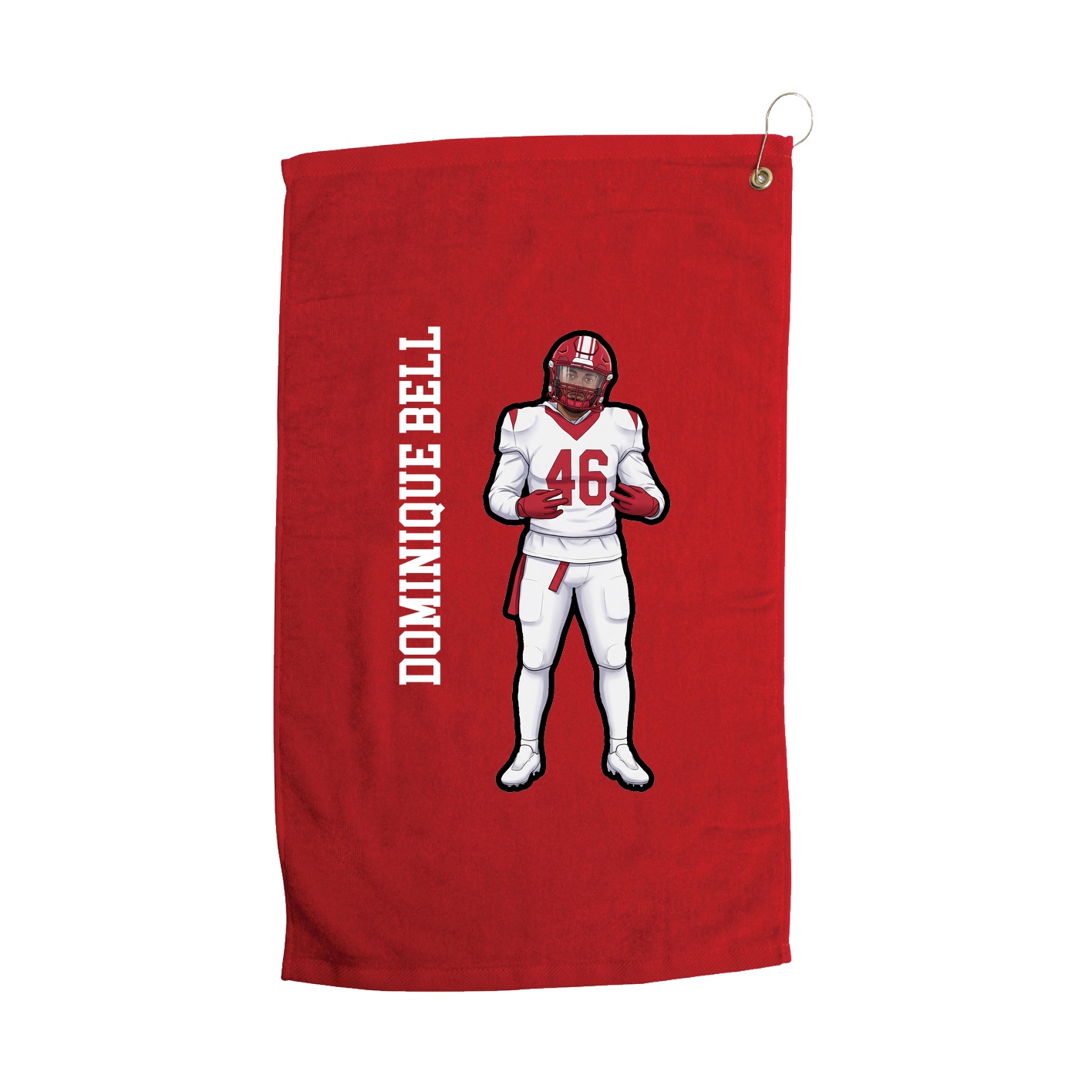 Golf Towel — Name Vertical in Red