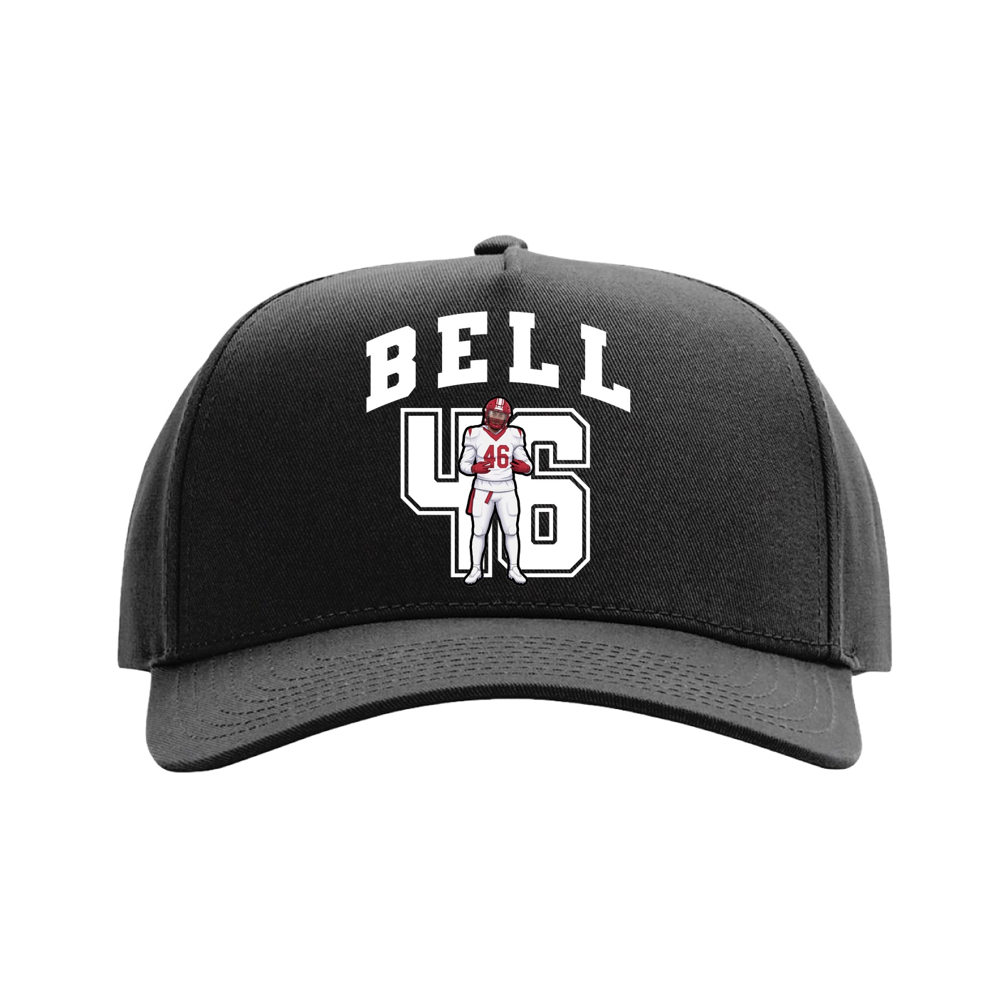 Full Fabric Five-Panel Champ Cap — Number in Black