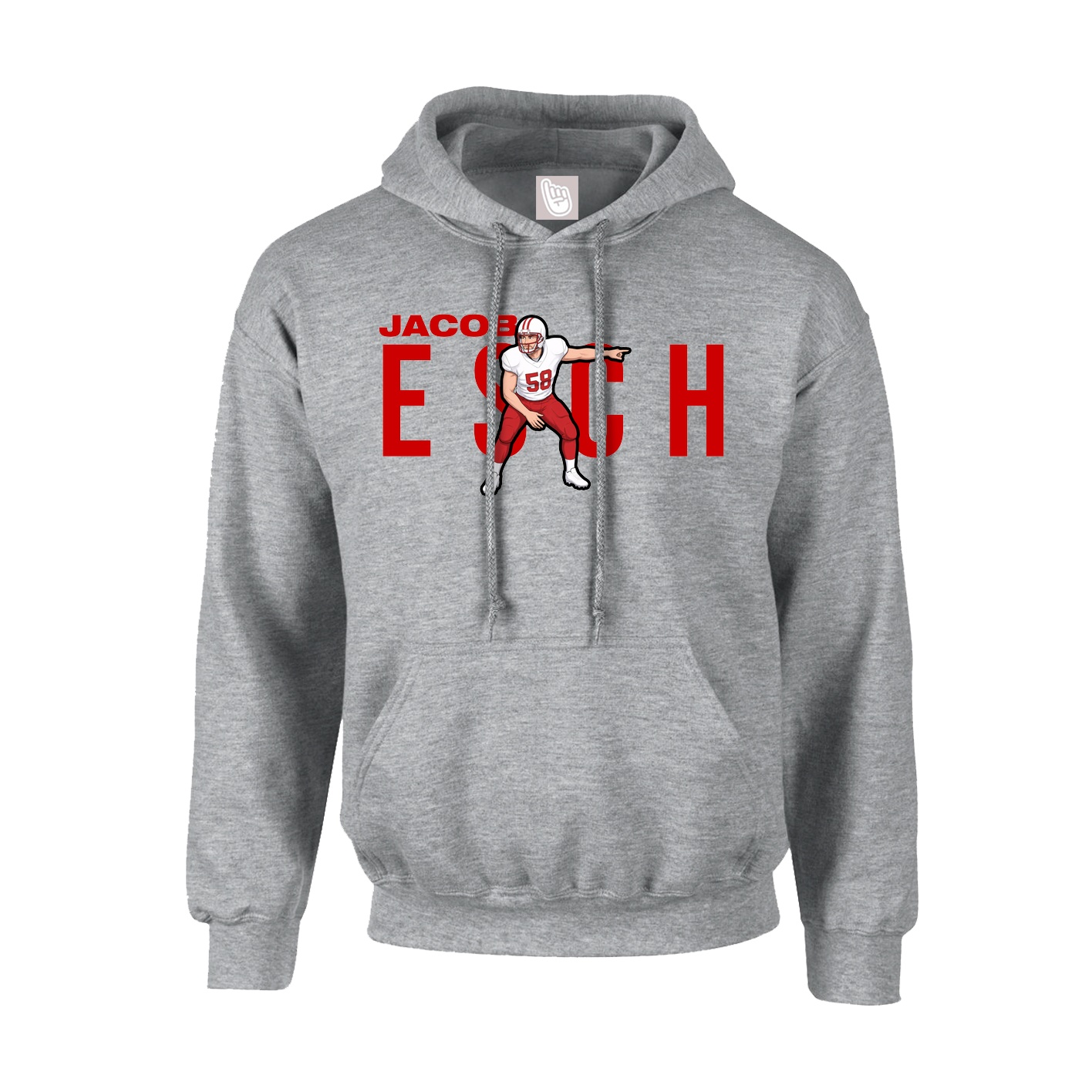 Youth Hoodie — Player Name in Grey