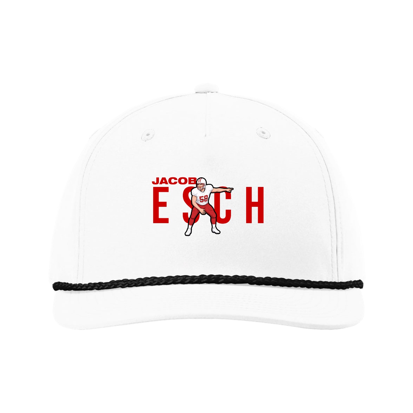 Five-Panel Classic Rope Cap — Player Name in White