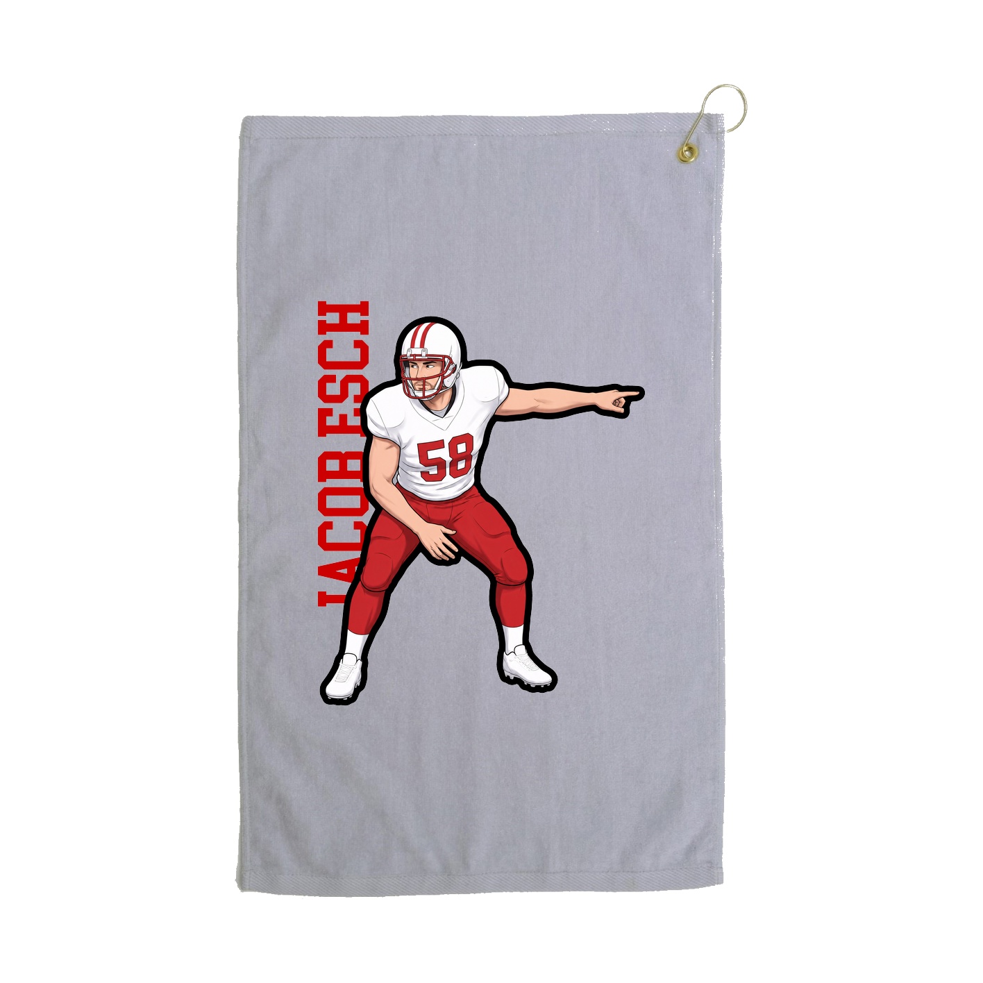 Golf Towel — Name Vertical in Grey