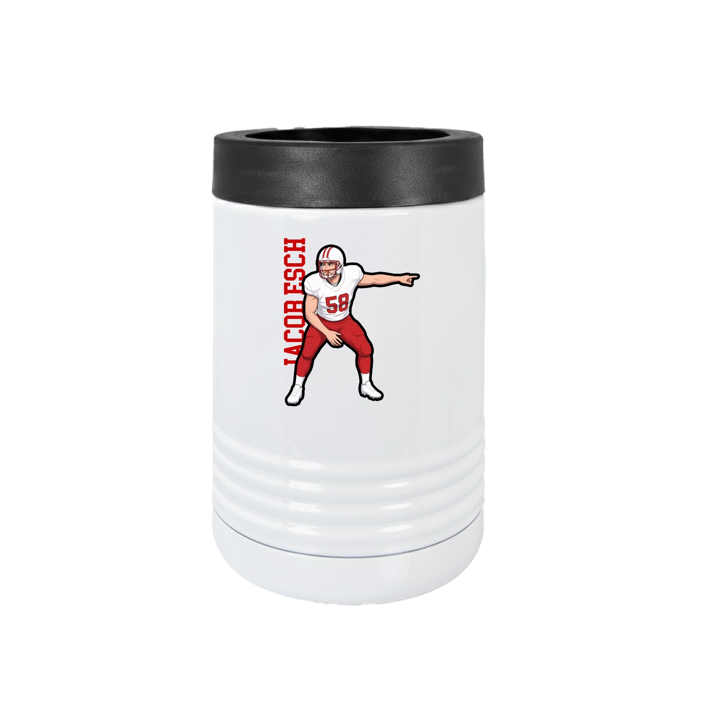 Beverage Holder — Name Vertical in White