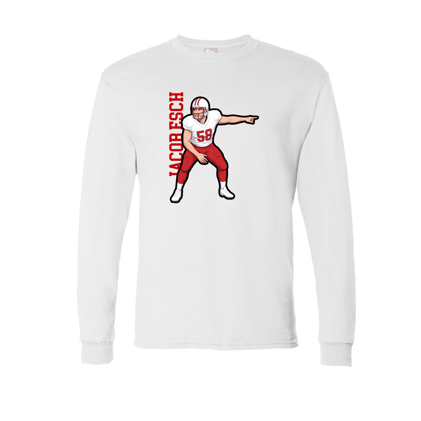 Long Sleeve Tee — Name Vertical in White