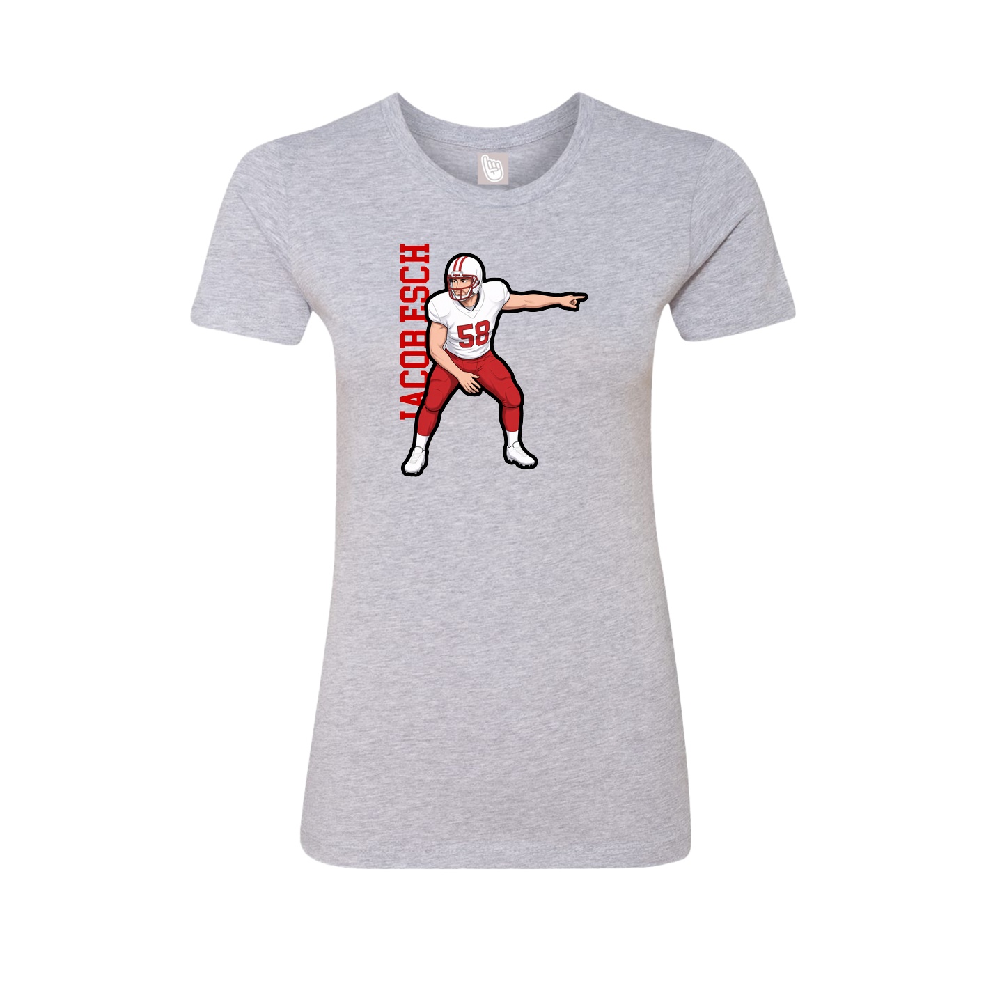 Fitted Women's Tee — Name Vertical in Grey