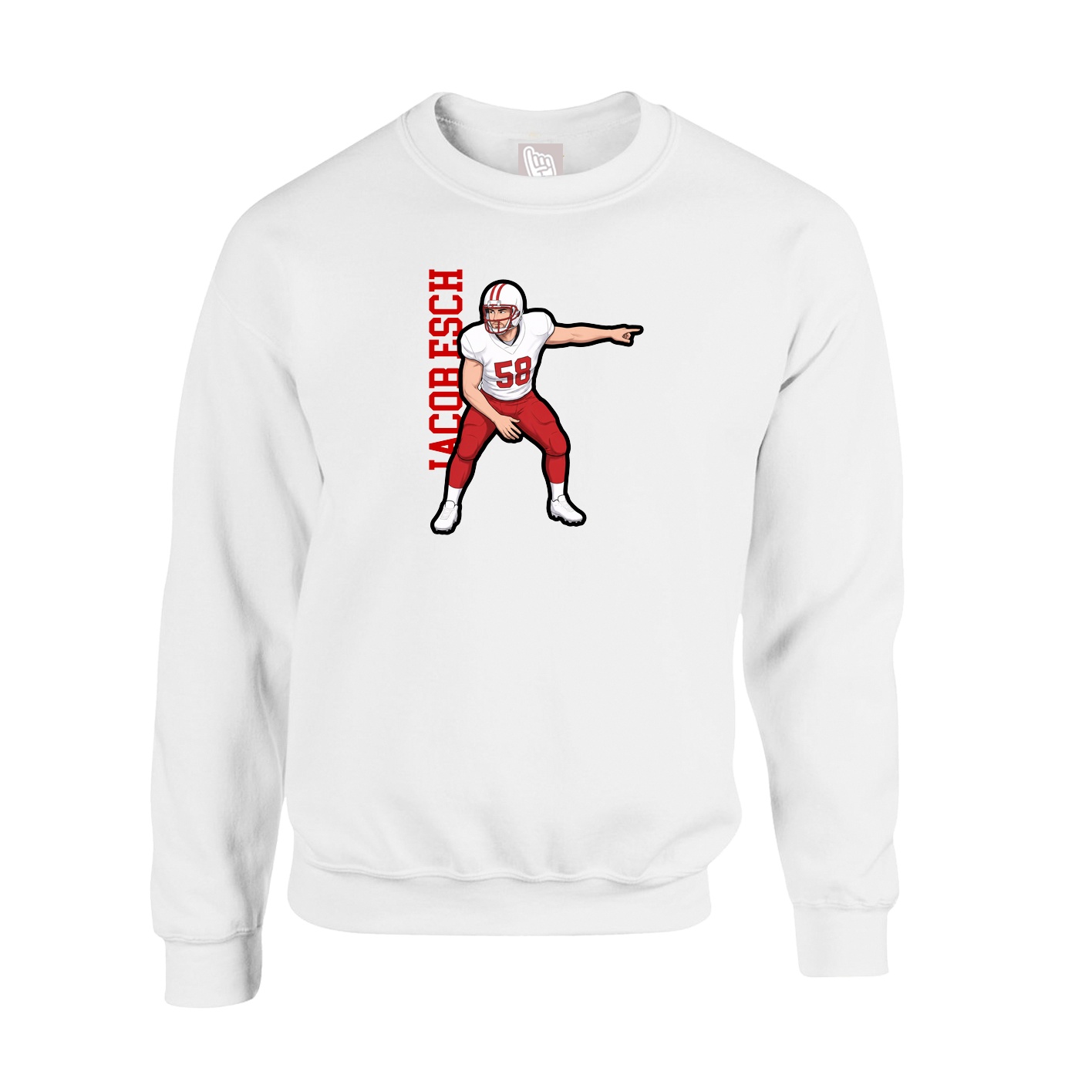 Fleece Crew — Name Vertical in White