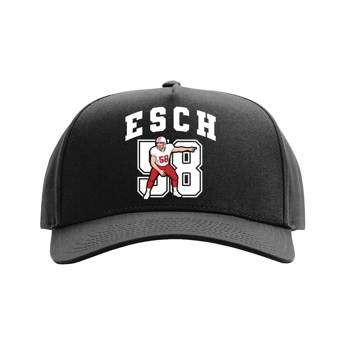Full Fabric Five-Panel Champ Cap — Number in Black