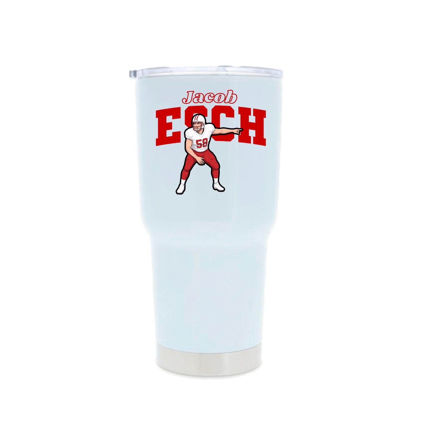 30oz Stainless Steel Tumbler — Name Arch in White