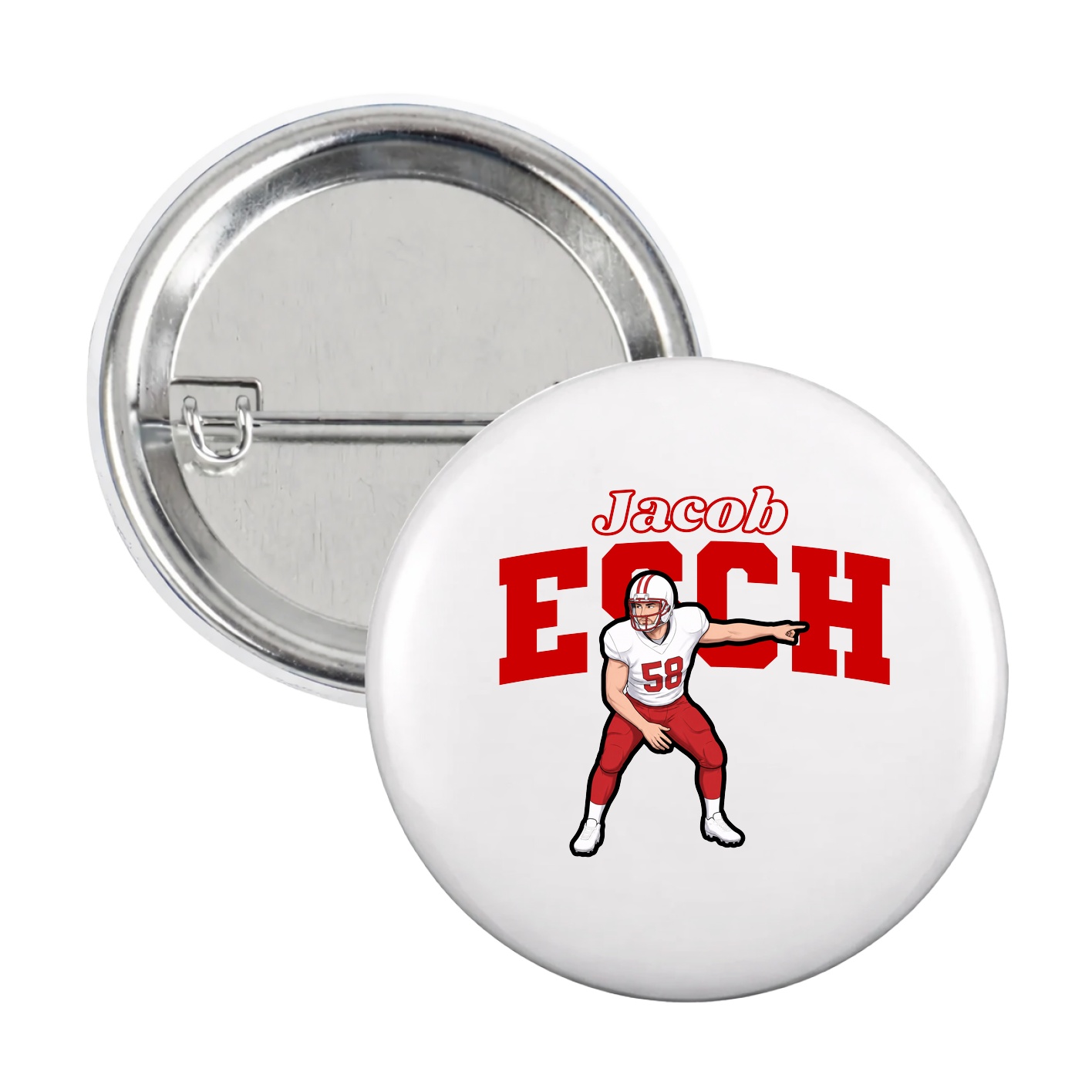 Game Day Button — Name Arch in White