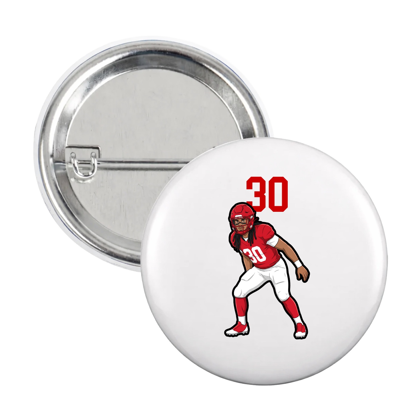 Game Day Button — Number Top in White