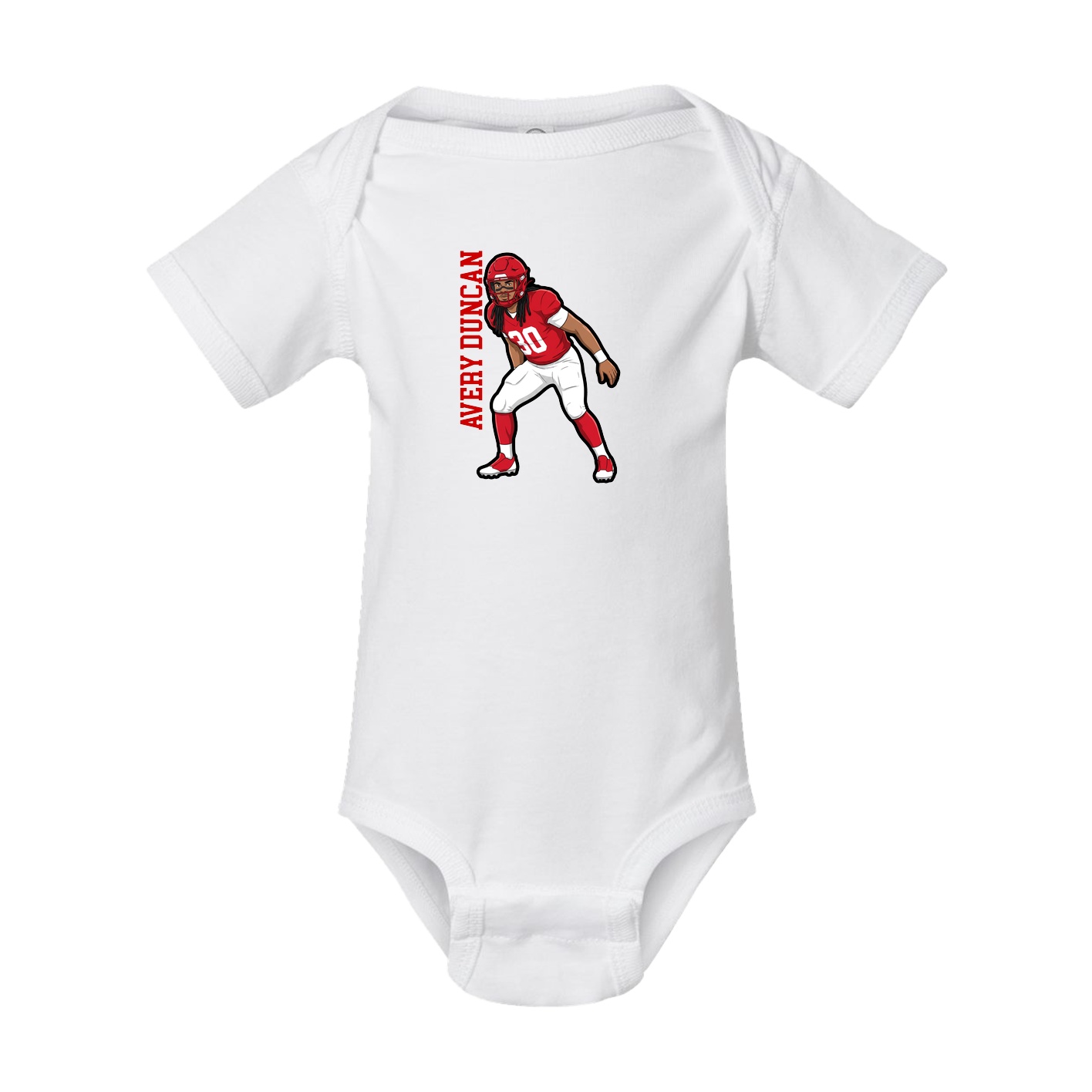 Baby Onesie — Name Vertical in White