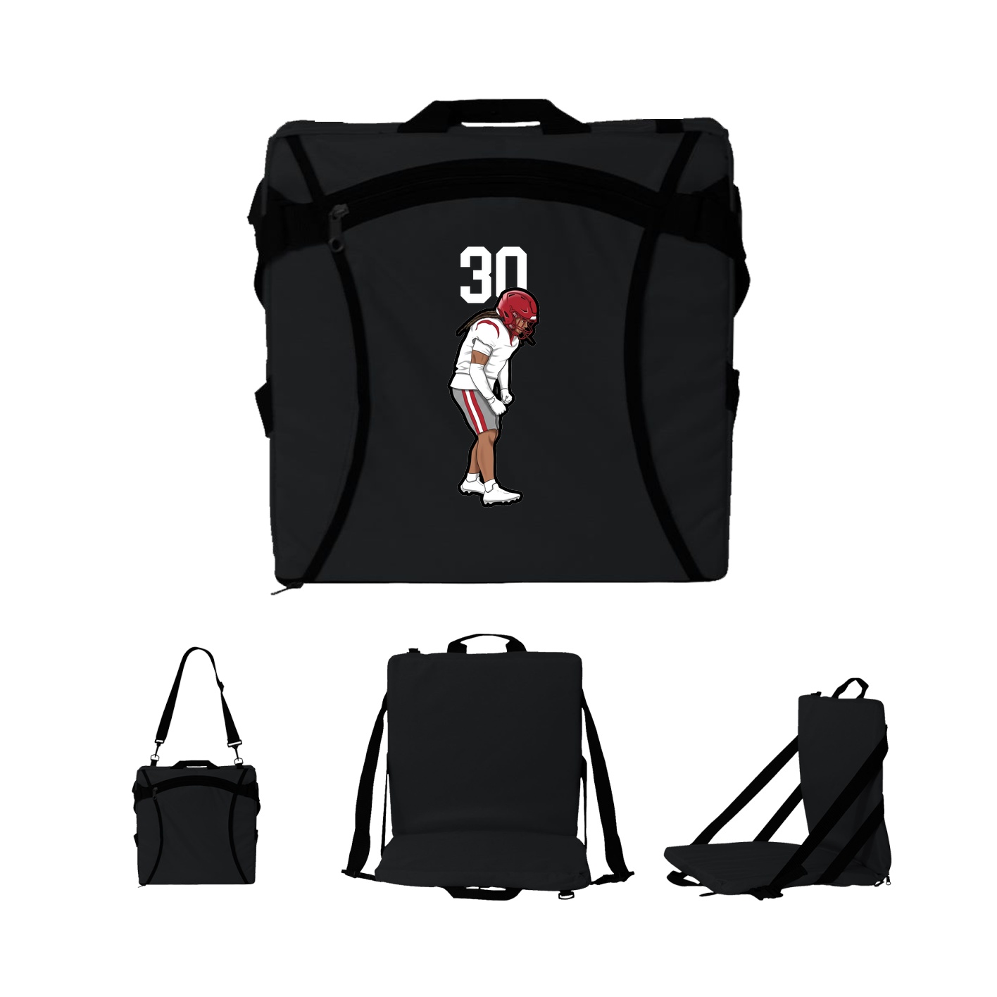 Folding Stadium Seat — Number Top in Black