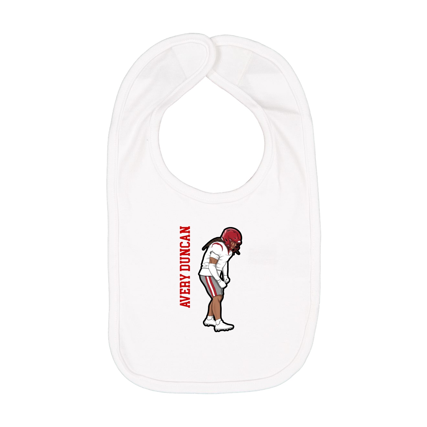 Infant Bib — Name Vertical in White
