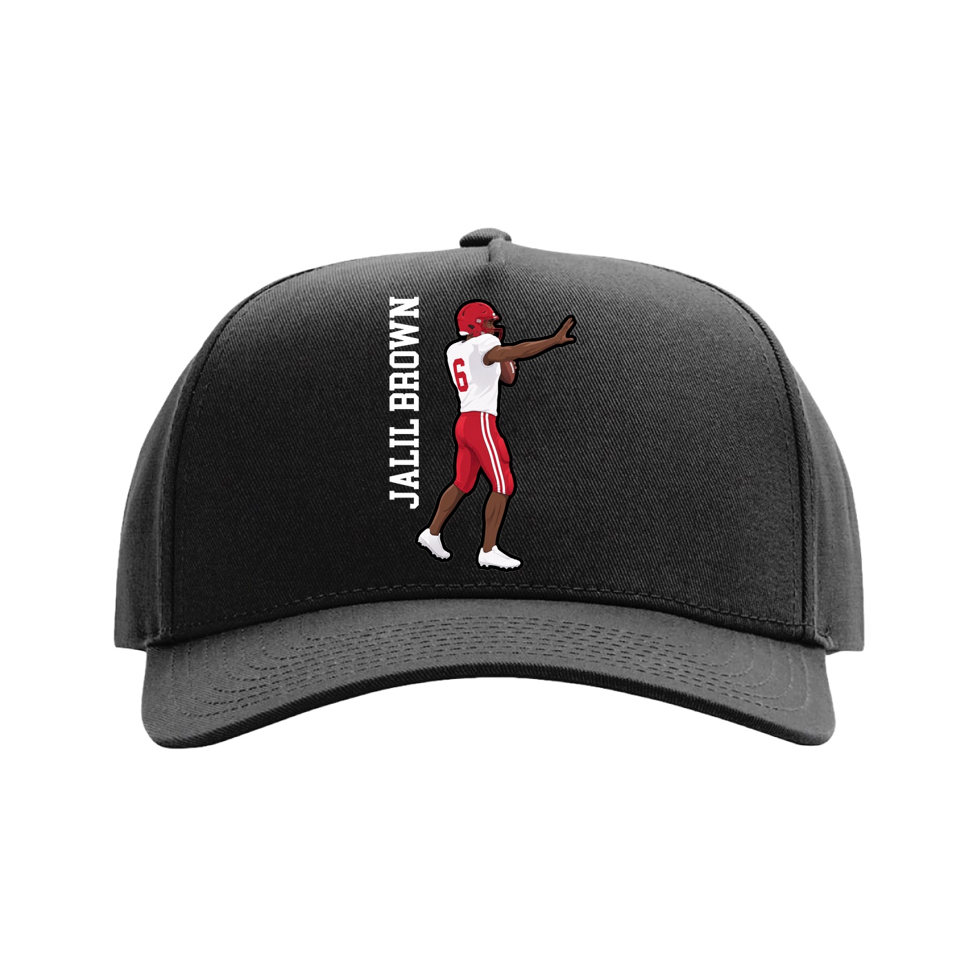 Full Fabric Five-Panel Champ Cap — Name Vertical in Black