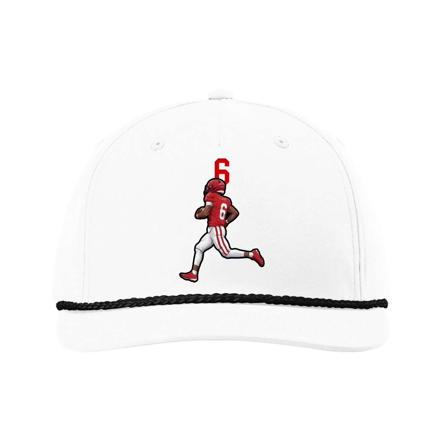 Five-Panel Classic Rope Cap — Number Top in White