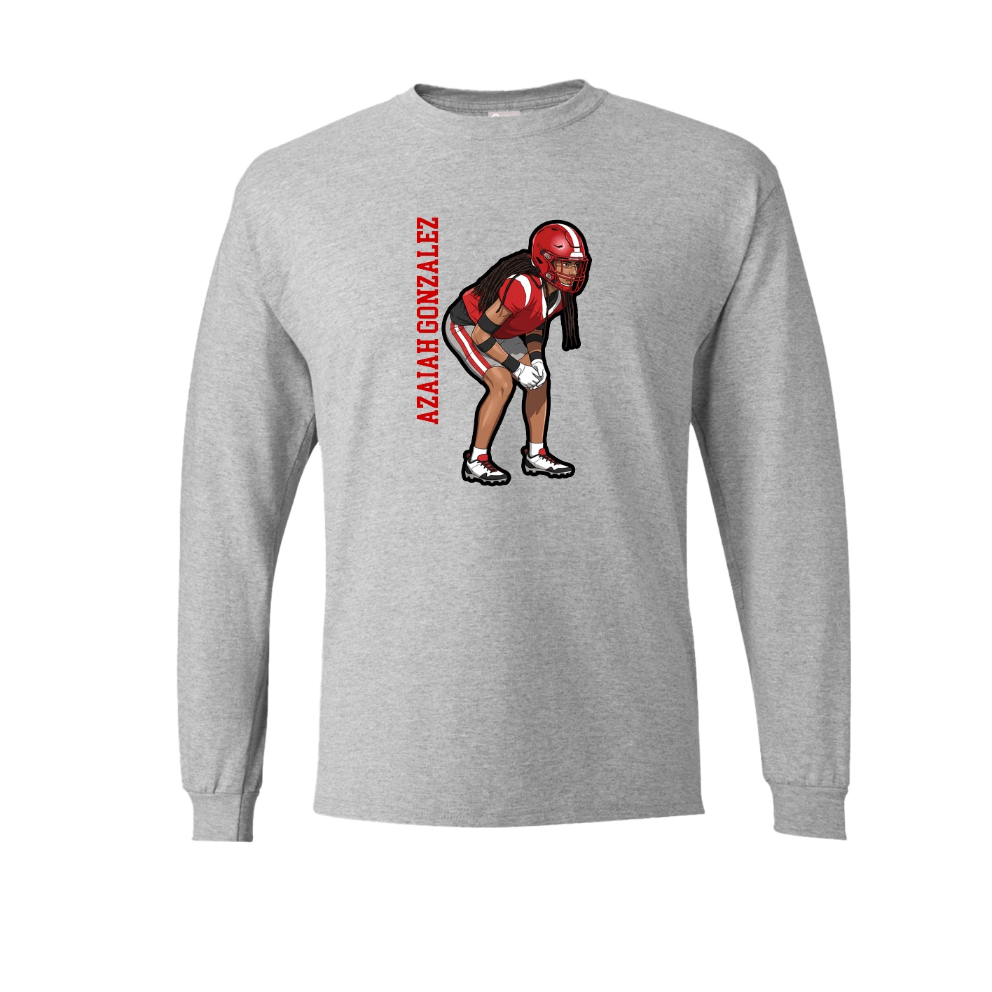 Long Sleeve Tee — Name Vertical in Grey