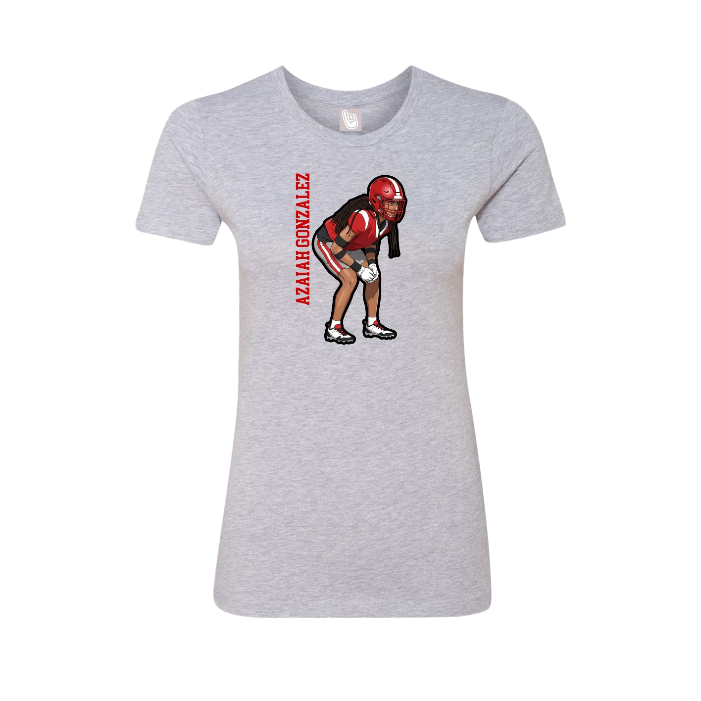 Fitted Women's Tee — Name Vertical in Grey