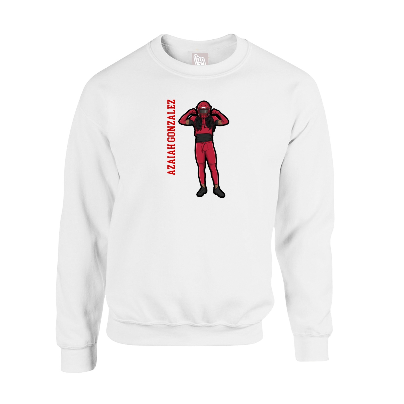 Fleece Crew — Name Vertical in White