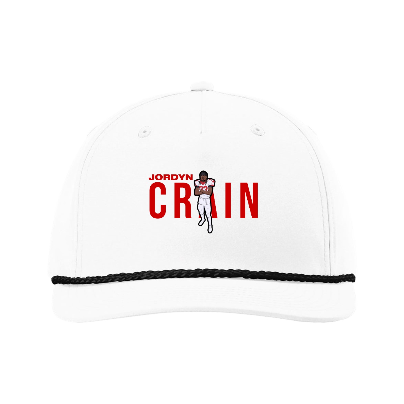 Five-Panel Classic Rope Cap — Player Name in White