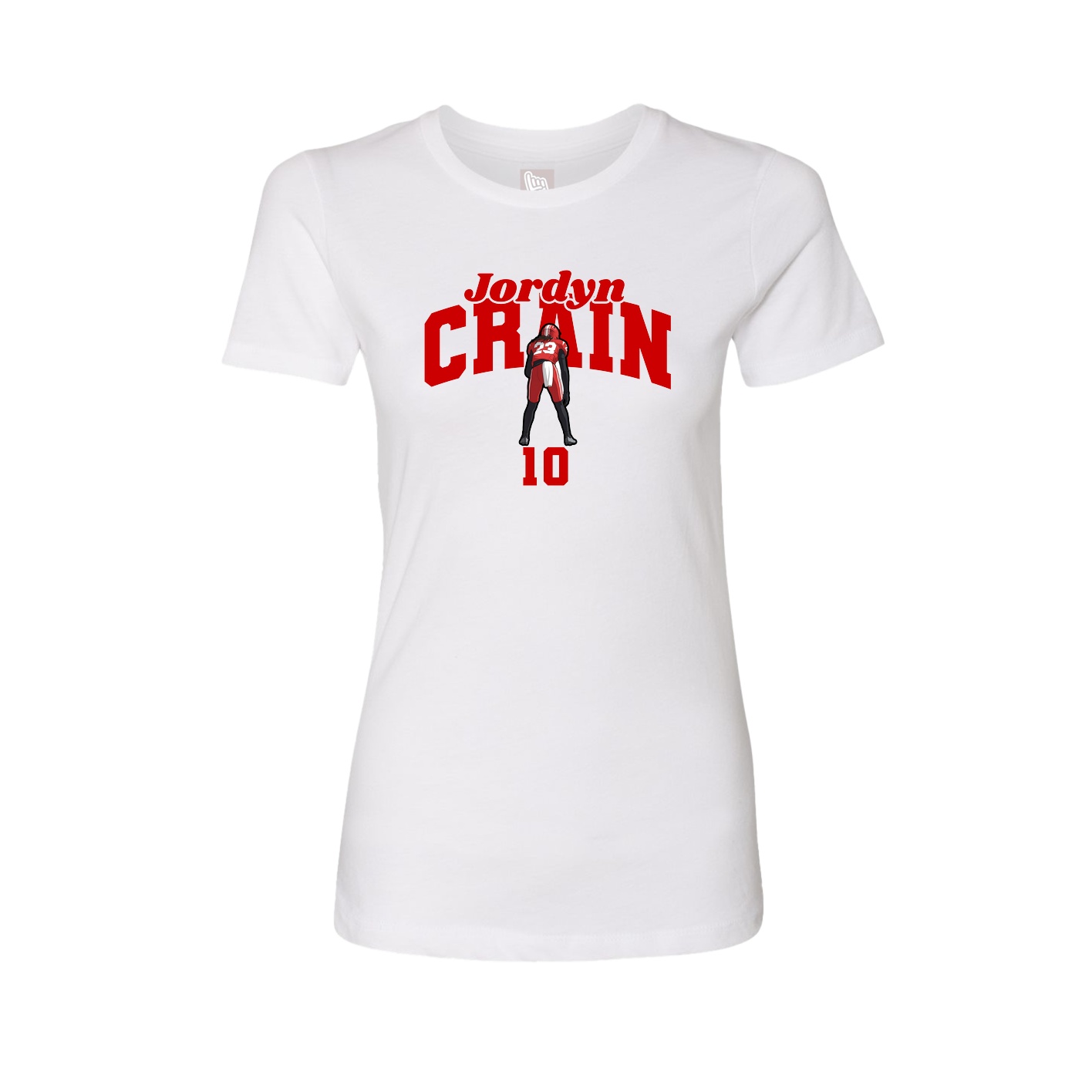 Fitted Women's Tee — Signature Arch in White