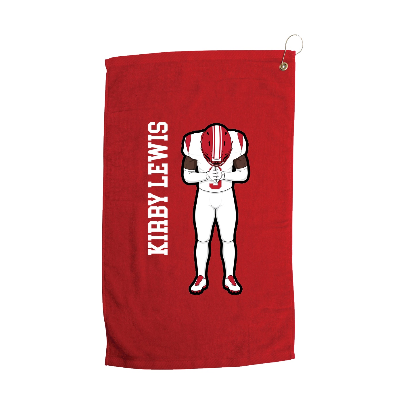 Golf Towel — Name Vertical in Red