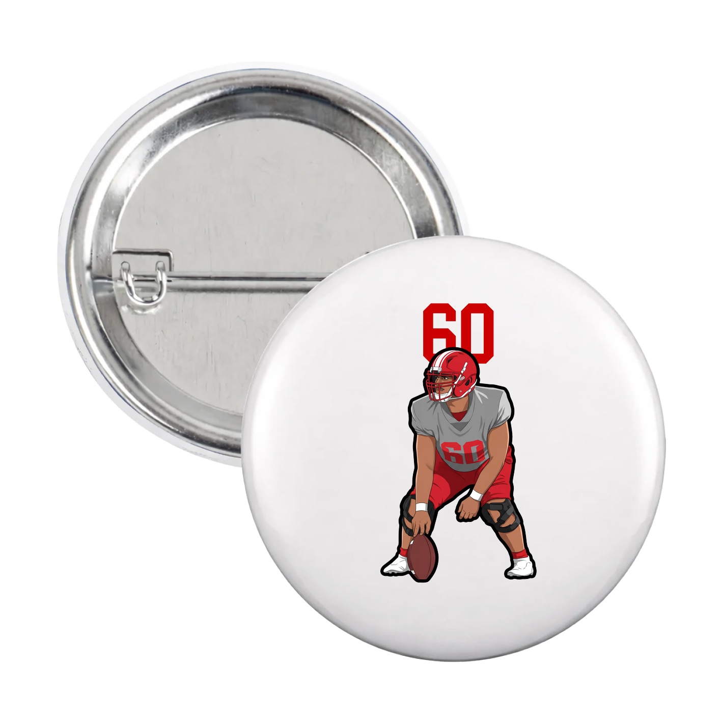 Game Day Button — Number Top in White