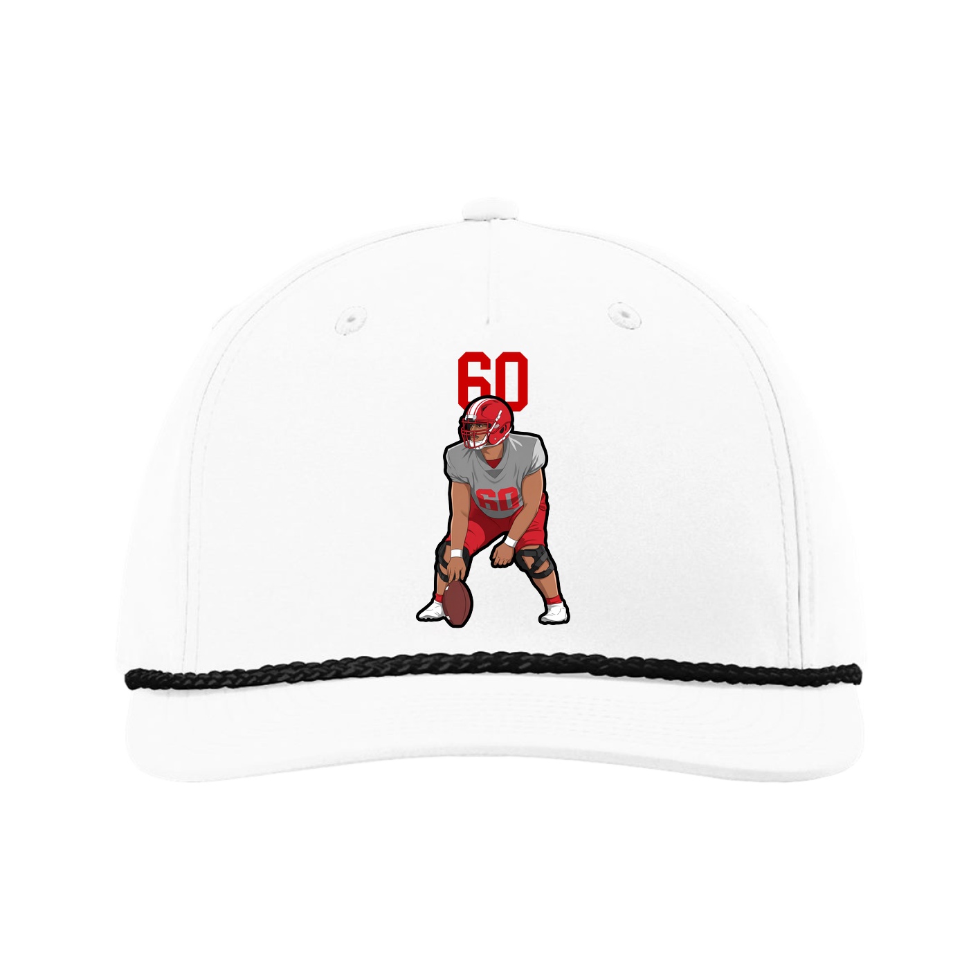 Five-Panel Classic Rope Cap — Number Top in White
