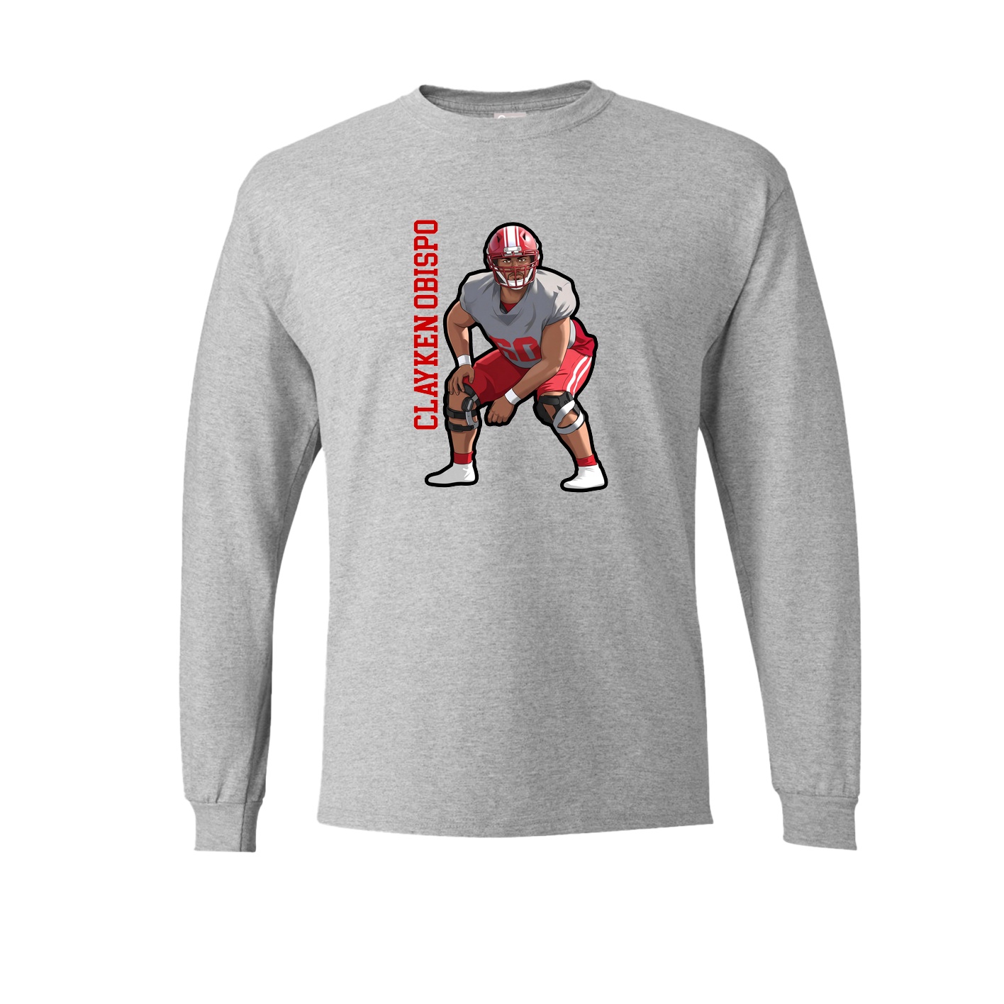 Long Sleeve Tee — Name Vertical in Grey