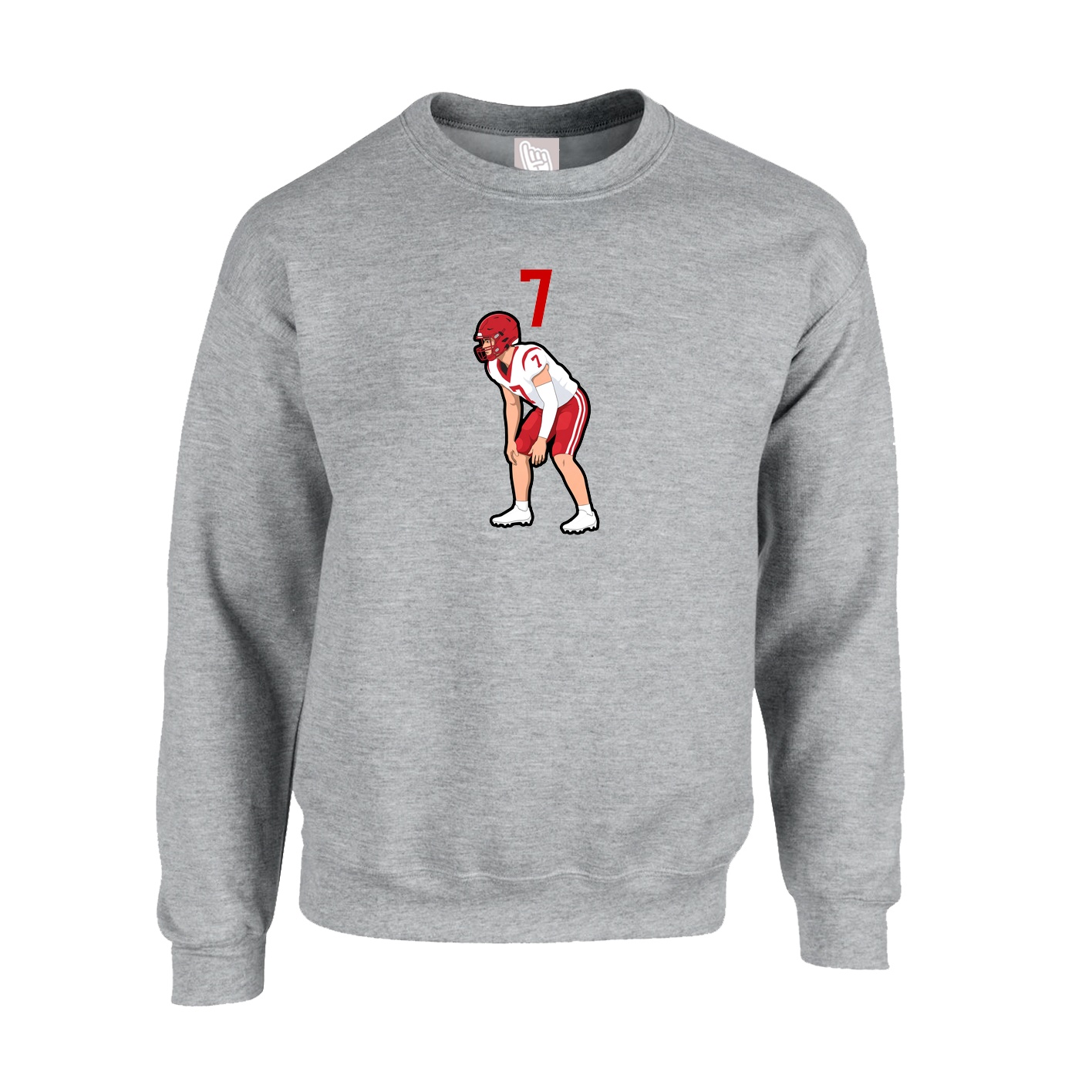 Fleece Crew — Number Top in Grey