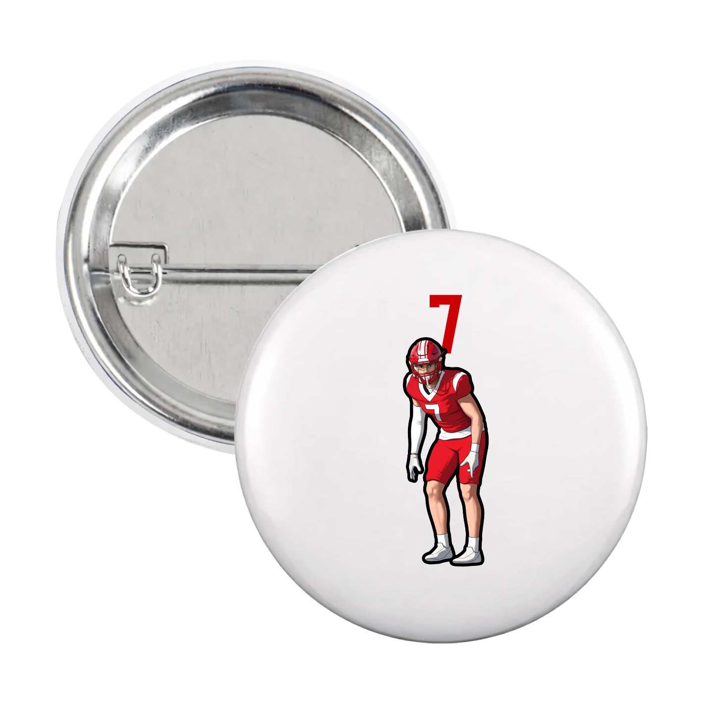 Game Day Button — Number Top in White