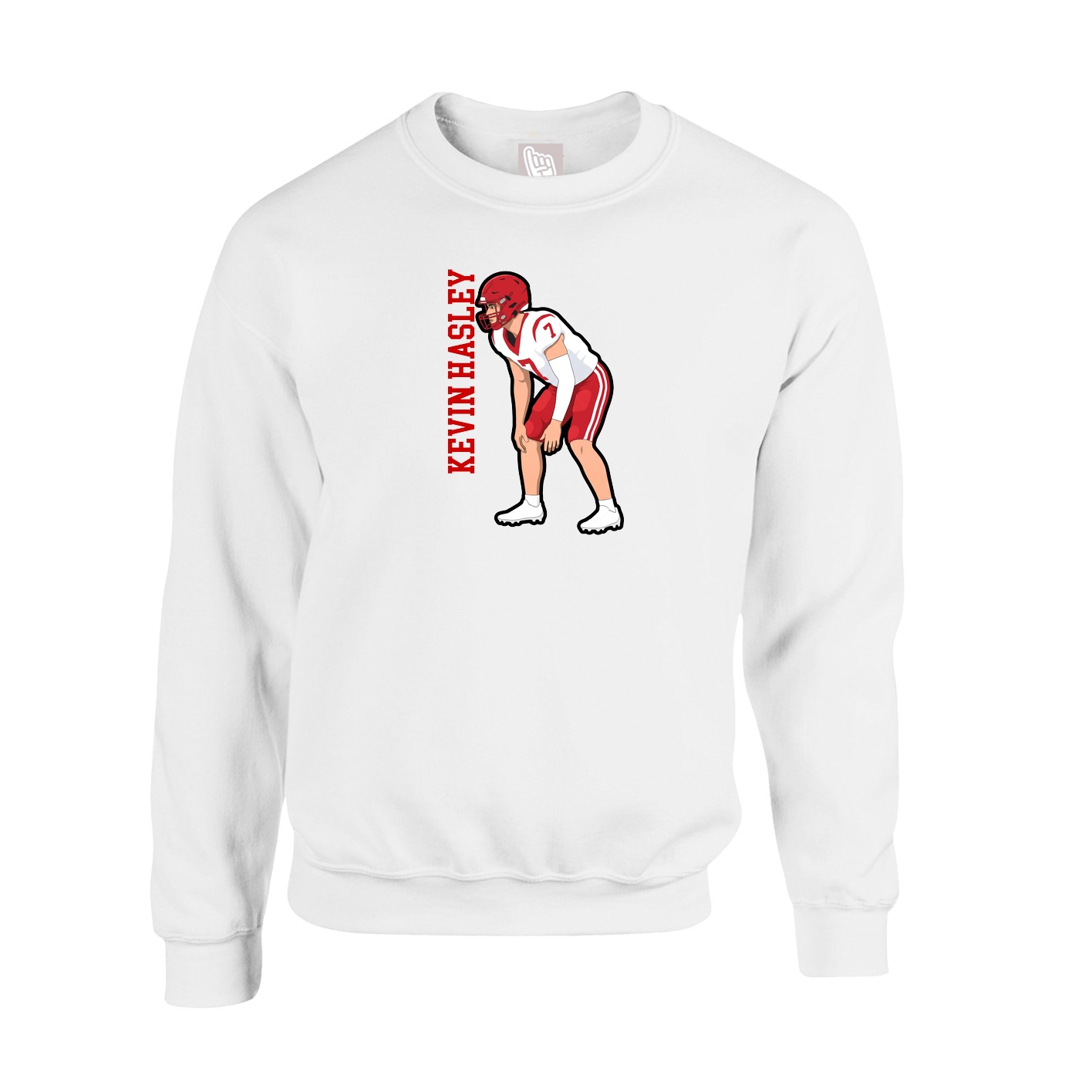 Fleece Crew — Name Vertical in White