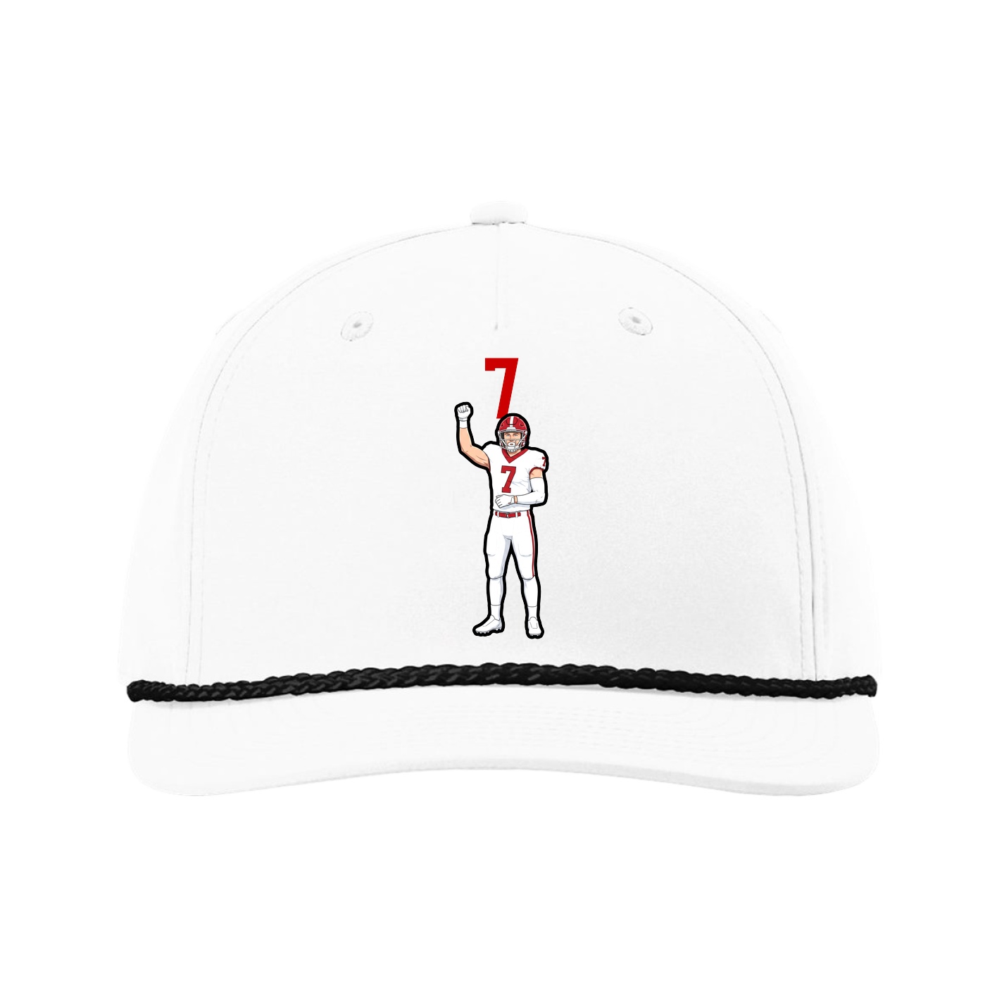 Five-Panel Classic Rope Cap — Number Top in White