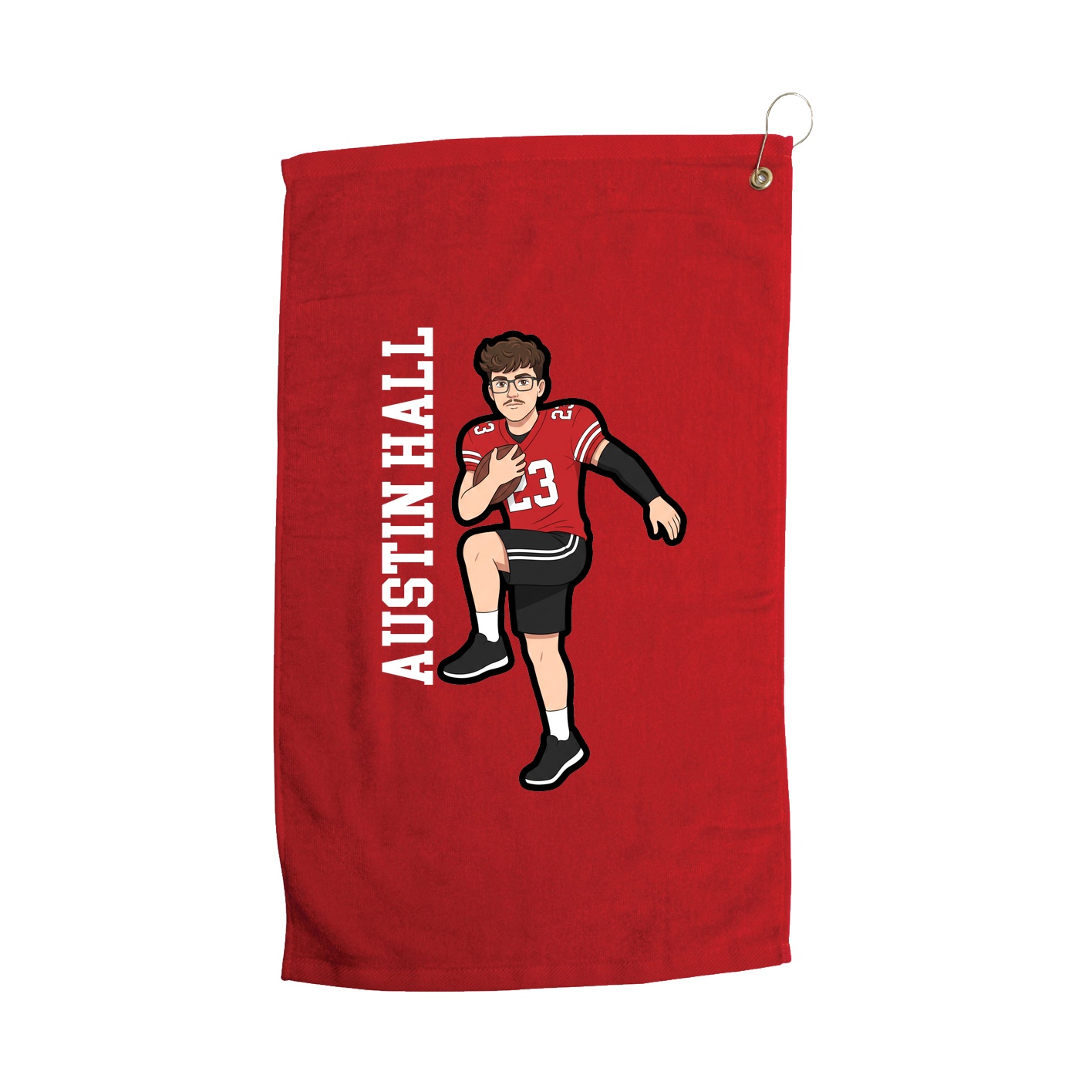 Golf Towel — Name Vertical in Red