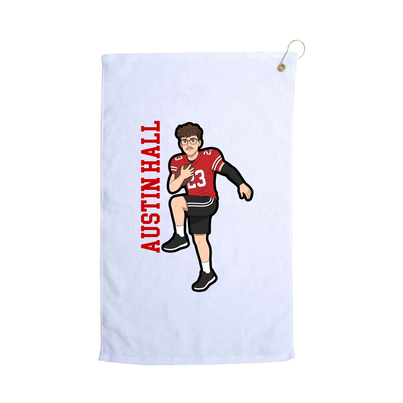 Golf Towel — Name Vertical in White